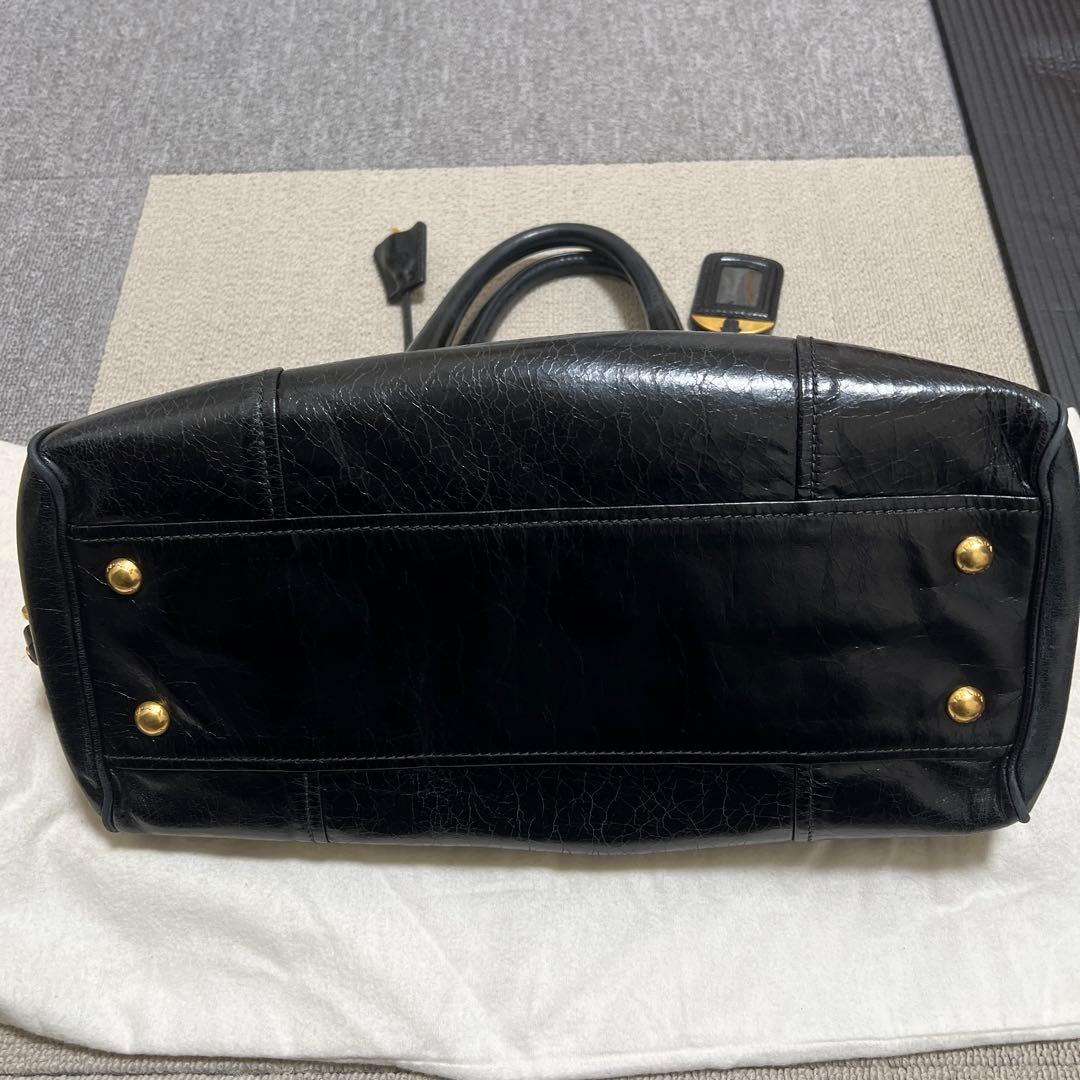 PRADA ミラノ ブラックレザー ハンドバッグ