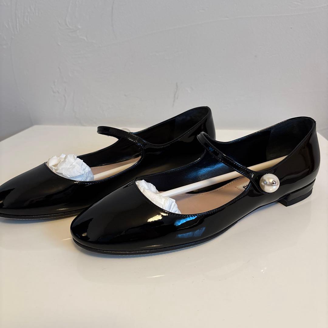 ミュウミュウ　定価100000黒 マリーヌスタイル フラットシューズ 36
