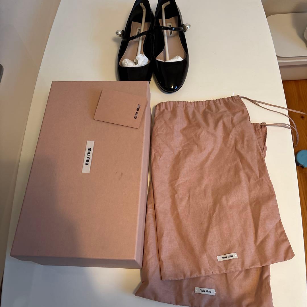 ミュウミュウ　定価100000黒 マリーヌスタイル フラットシューズ 36