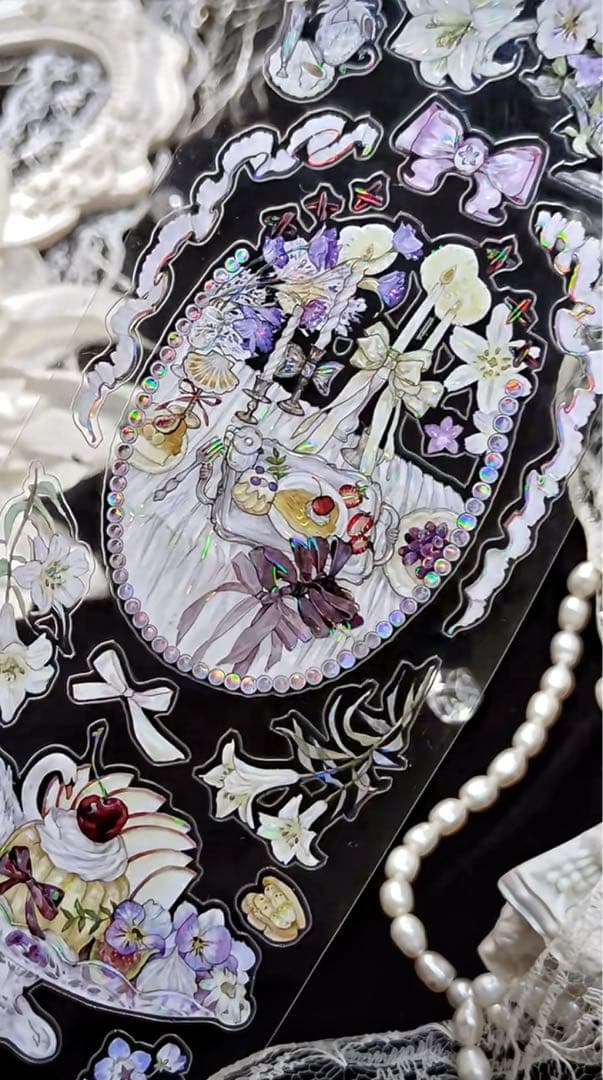 【9476】海外　5m巻　貝殻光カッティングマスキングテープ　お茶会　装飾系