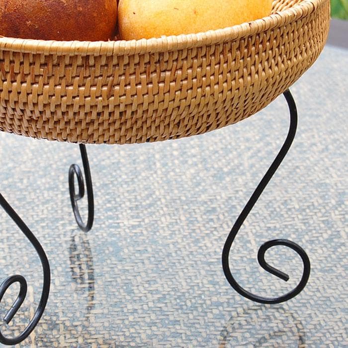 アイアンスタンド付きアタ製 コンポート かごトレイ アジアン雑貨