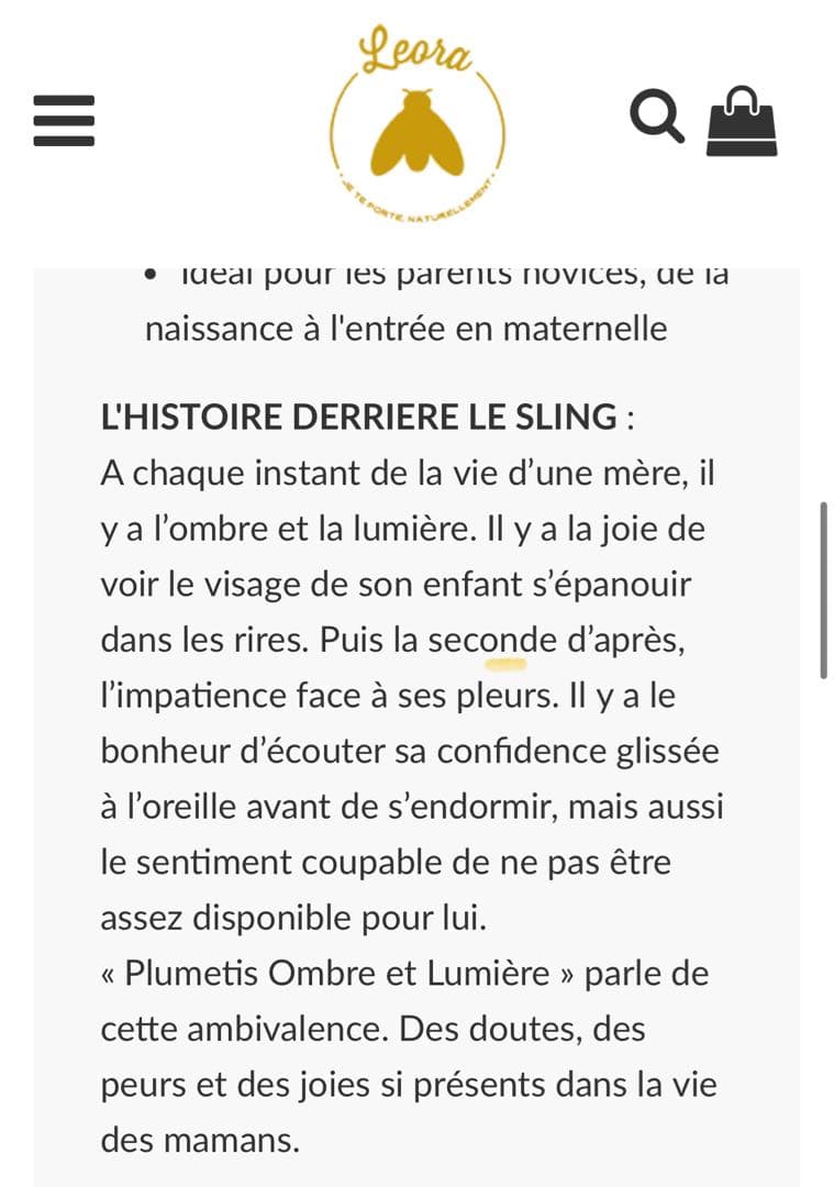 Leora スリング Plumetis Ombre et lumière