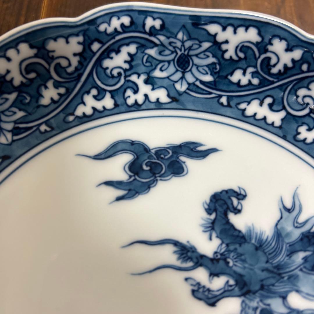 源右衛門　染付龍絵　十二支　飾り皿　　6寸皿