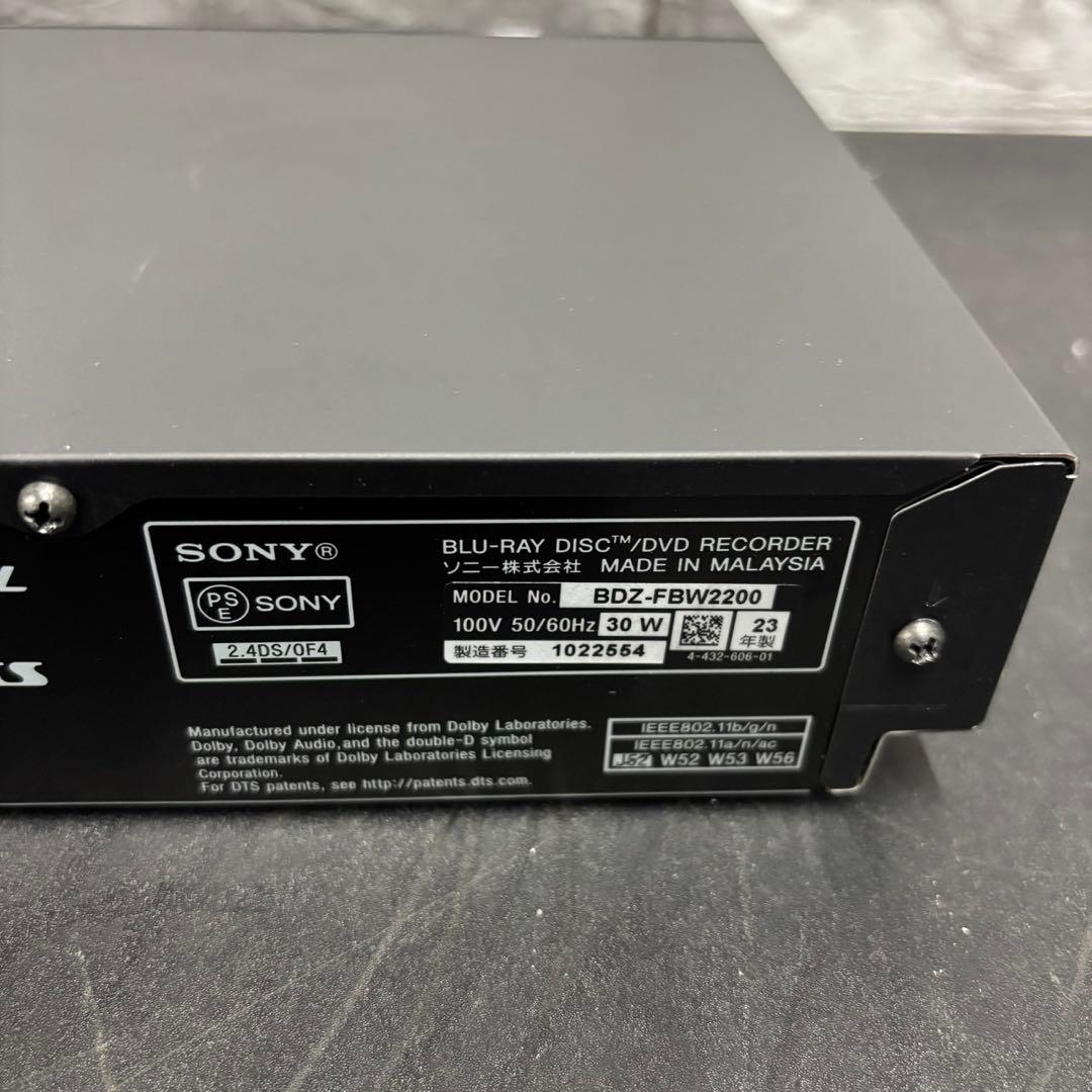 941　Sony　2TB　ブルーレイレコーダー　BDZ-FBW2200