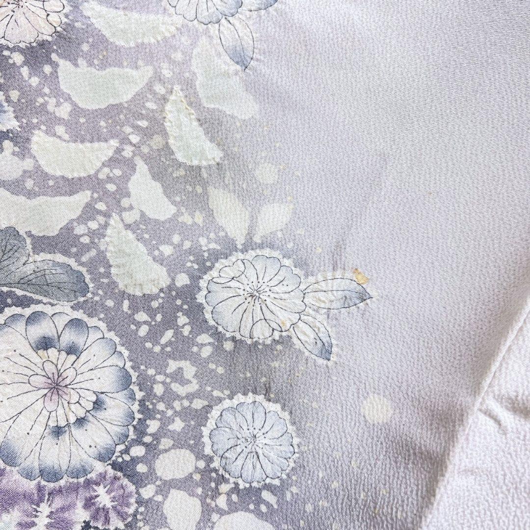 訪問着　作家もの　辻ヶ花　絞り　藤の花　淡色　着物　124b p ms