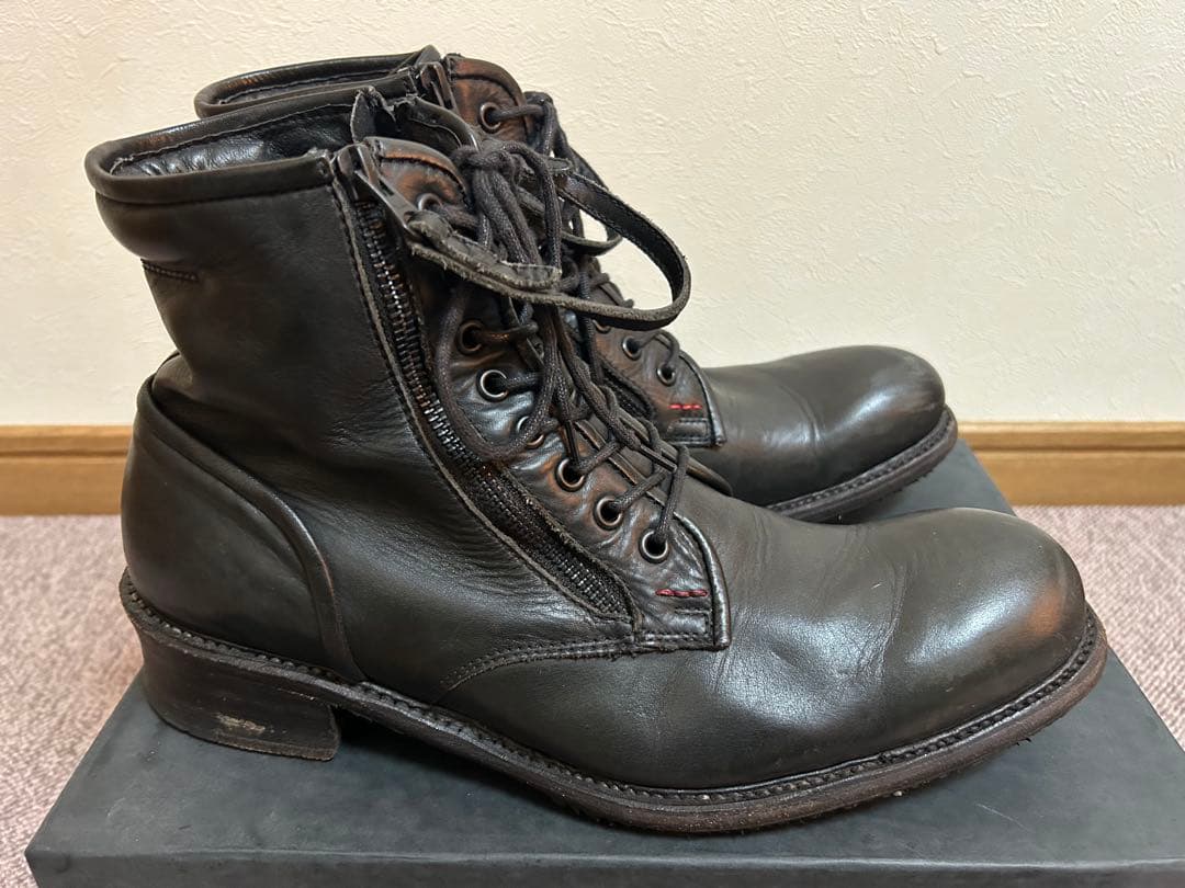 アルフレッドバニスター レザー ブーツ ダブルジッパー ブラック 41