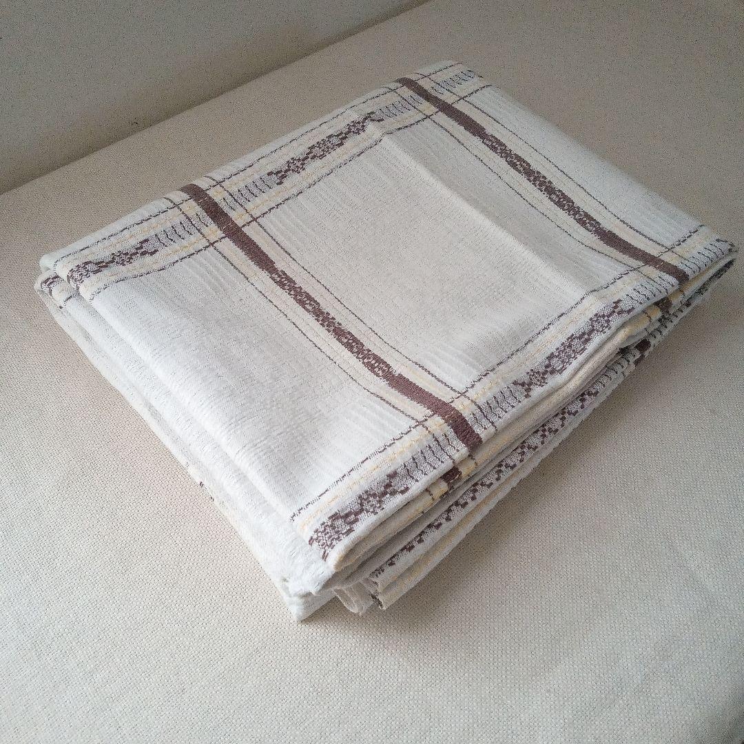 リネンのクロス（茶色x黄色）/手工芸/スウェーデン/北欧ヴィンテージ