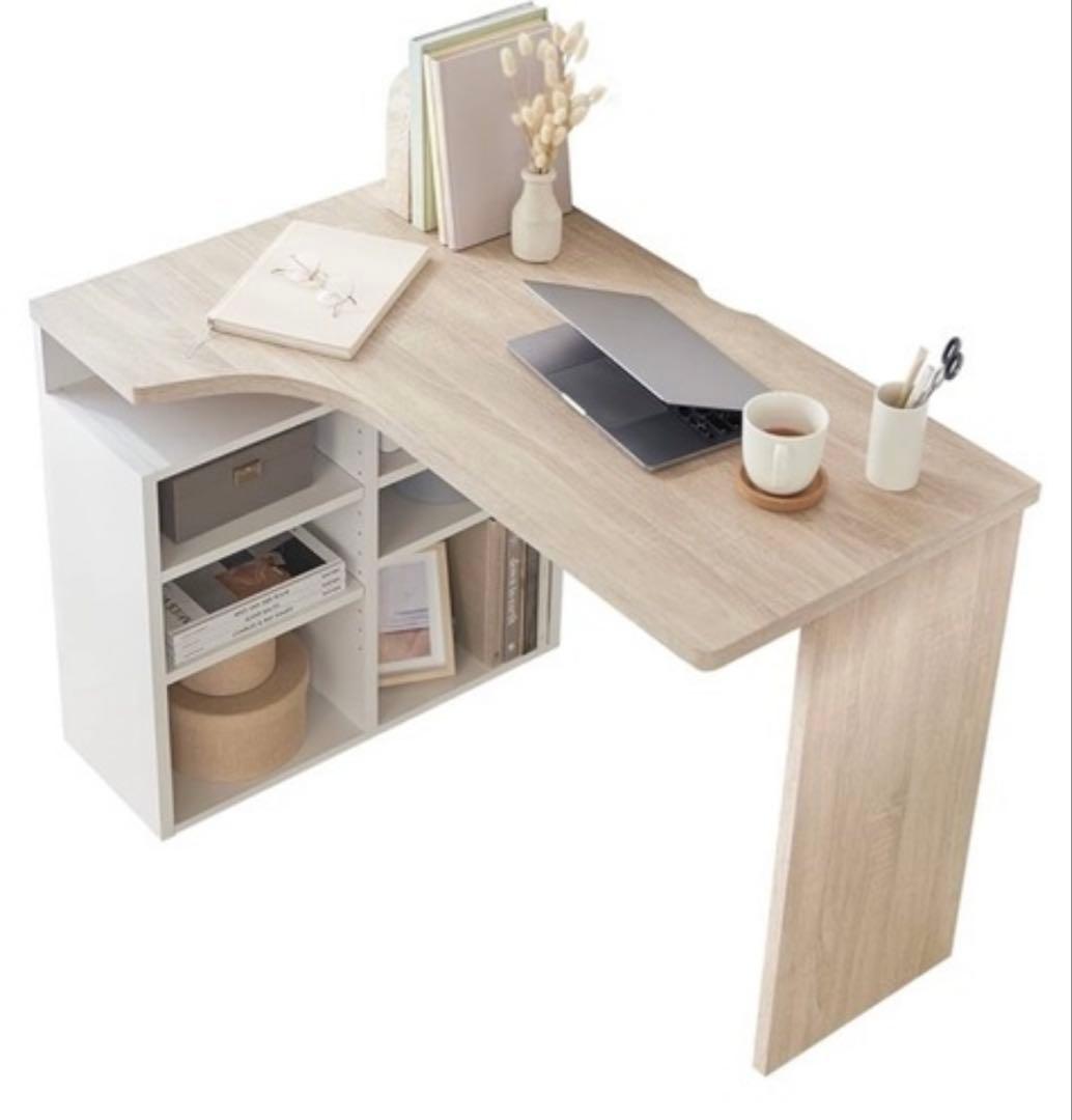 L字型デスク 100cm幅 収納棚付き
