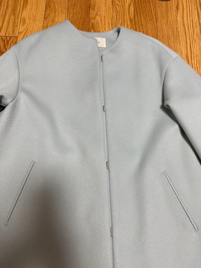 試着のみイエナ24aw シャルムビーバーAラインコート サックスブルー