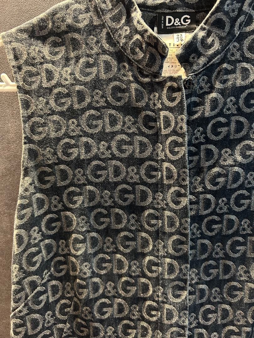 【良品】DOLCE&GABBANA 総ロゴノースリーブプリーツワンピース 36