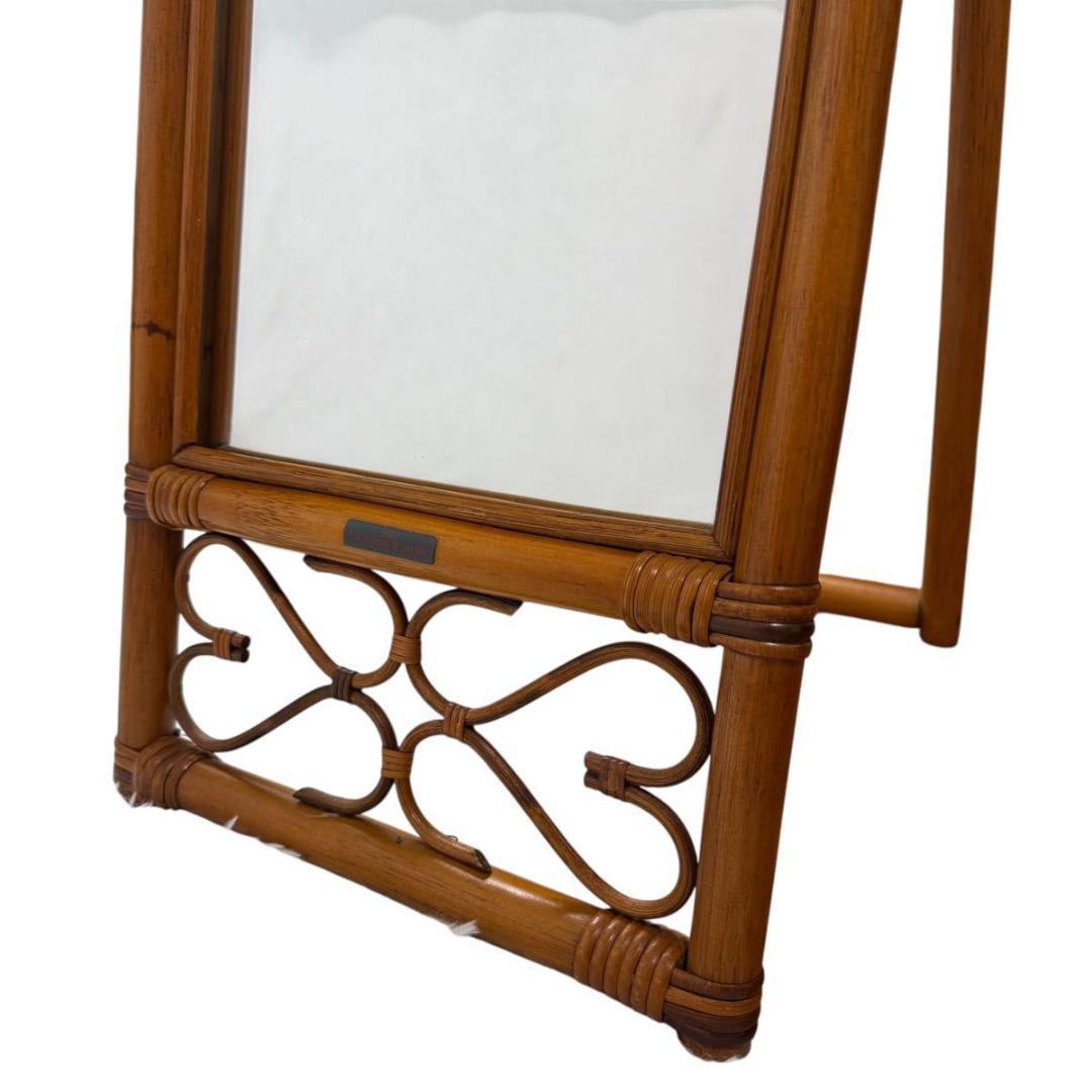 【希少】70〜80s BLUASTRA アンティークミラー　籐　25826-4