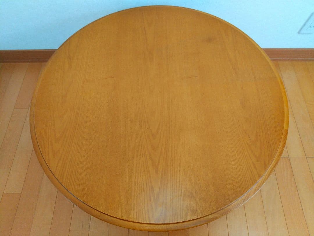 【美品】ナチュラル 木目調 ちゃぶ台 折りたたみ 丸テーブル 直径80cm