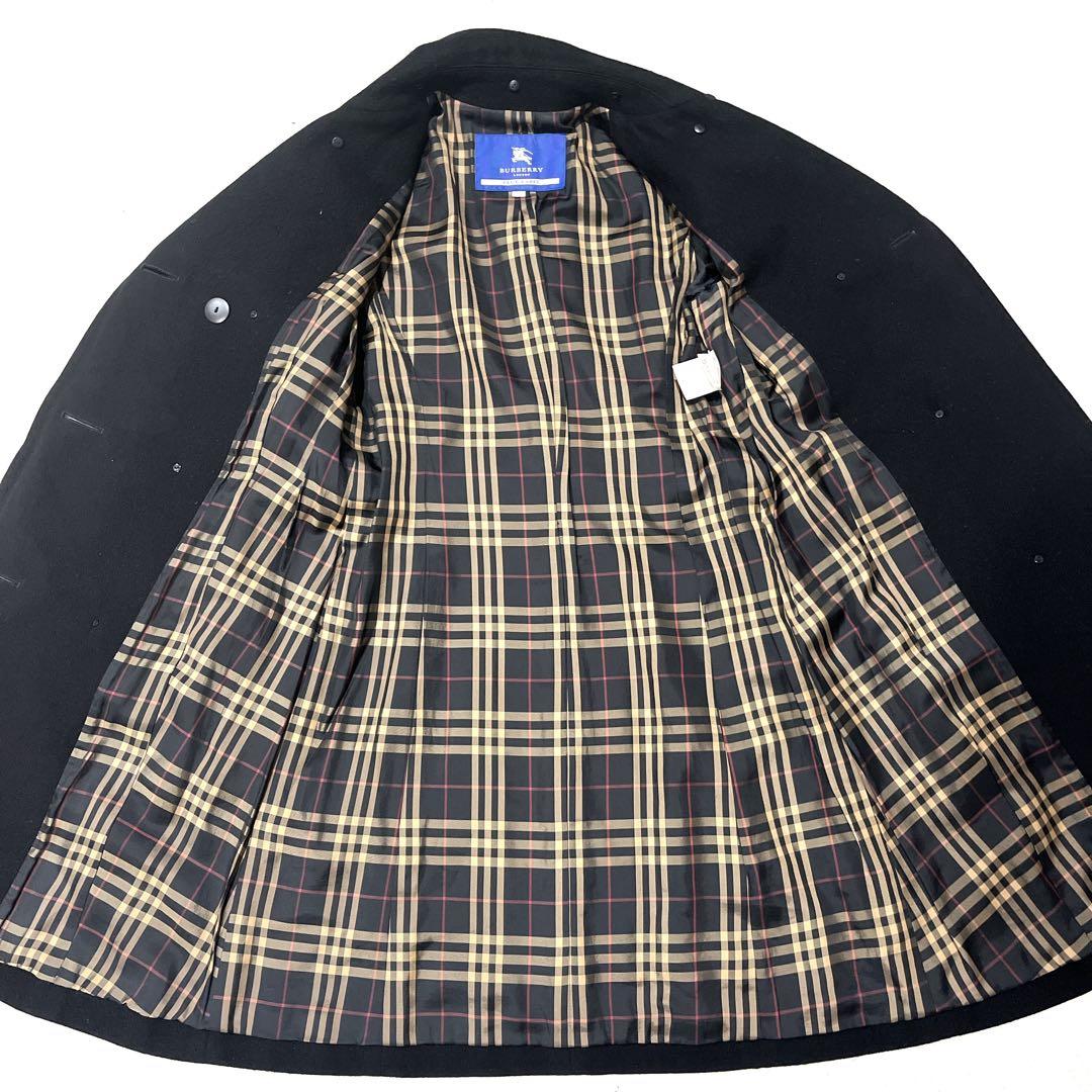 【y2k アンゴラ混】バーバリーブルーレーベル ロングコート チェック Aライン