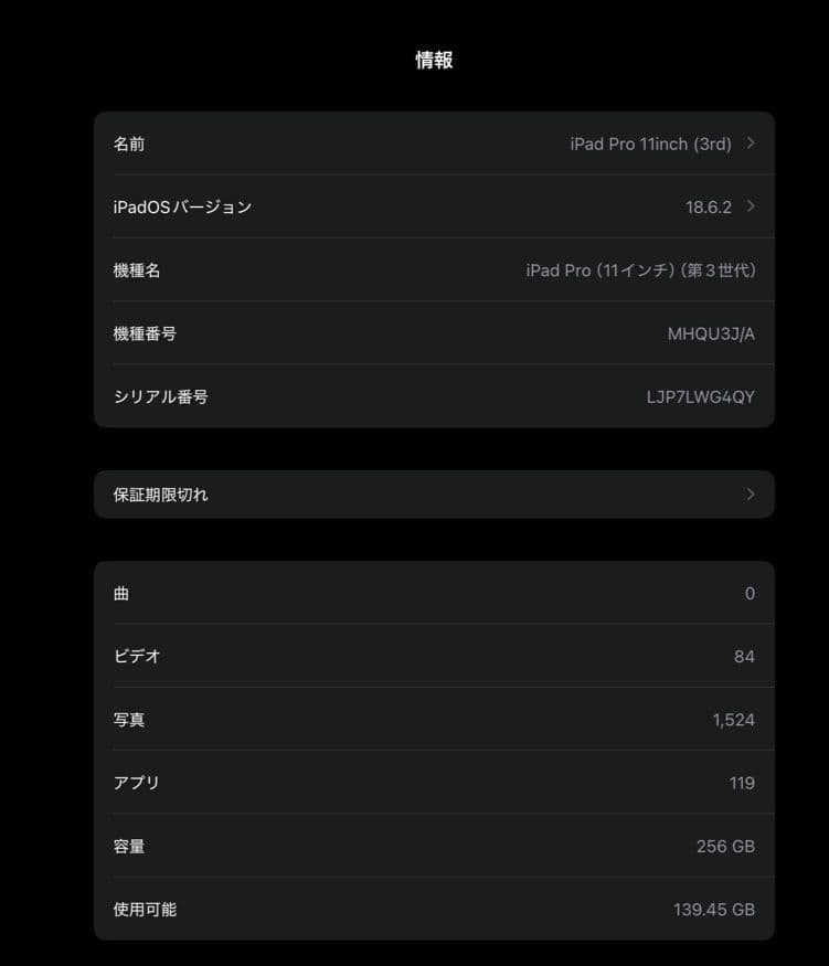 【シーズー】iPad Pro 11 2021(M1) 256GB ジャンク