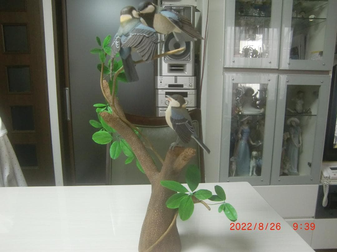 シジュウカラ　 バードカービング　野鳥彫刻　木彫 美術品 　インテリアＮ40