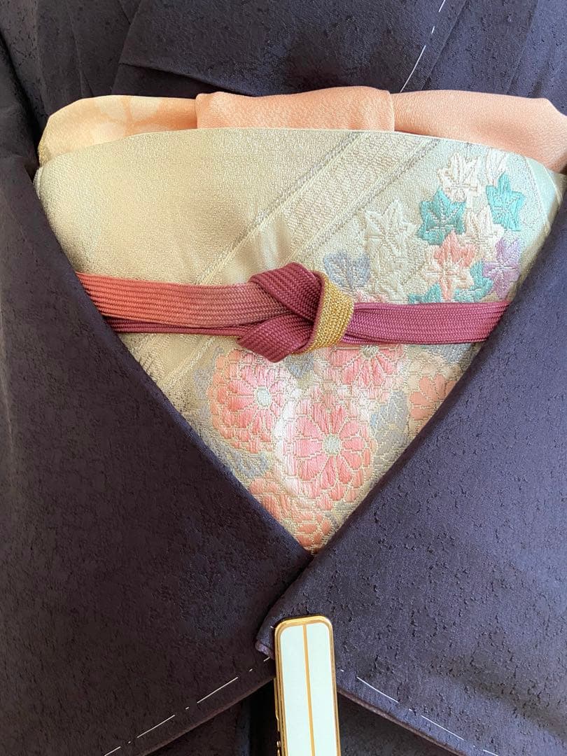 【未使用】濃紫色　作家物　桜と雪輪　訪問着　フルセット