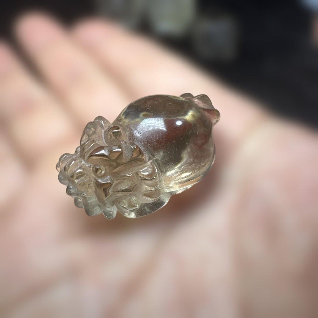 【高品質】透明　スモーキークォーツ　龍亀　ロングイセット