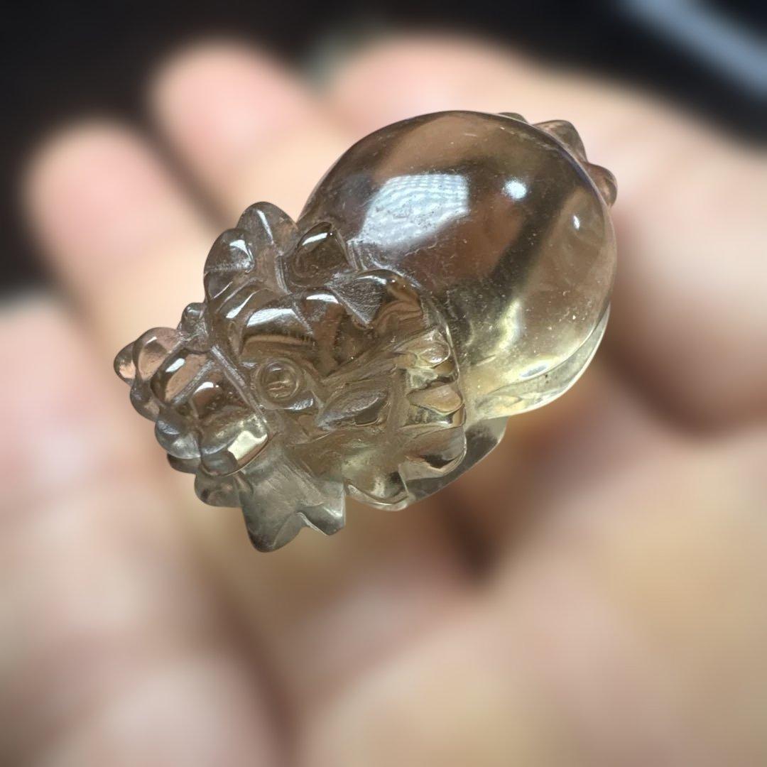 【高品質】透明　スモーキークォーツ　龍亀　ロングイセット