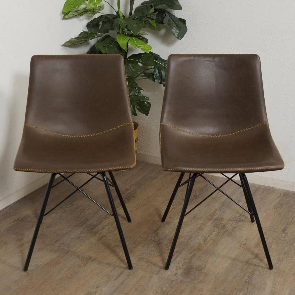 2脚セット【新品】革張り ヴィンテージ風 チェア　アウトレット