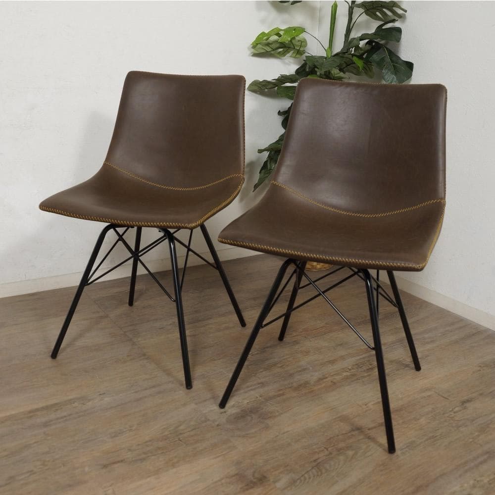 2脚セット【新品】革張り ヴィンテージ風 チェア　アウトレット
