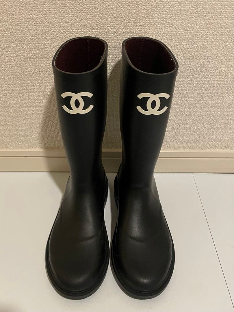 CHANEL シャネル レインブーツ ロングブーツ ブラック 41 正規品 箱付