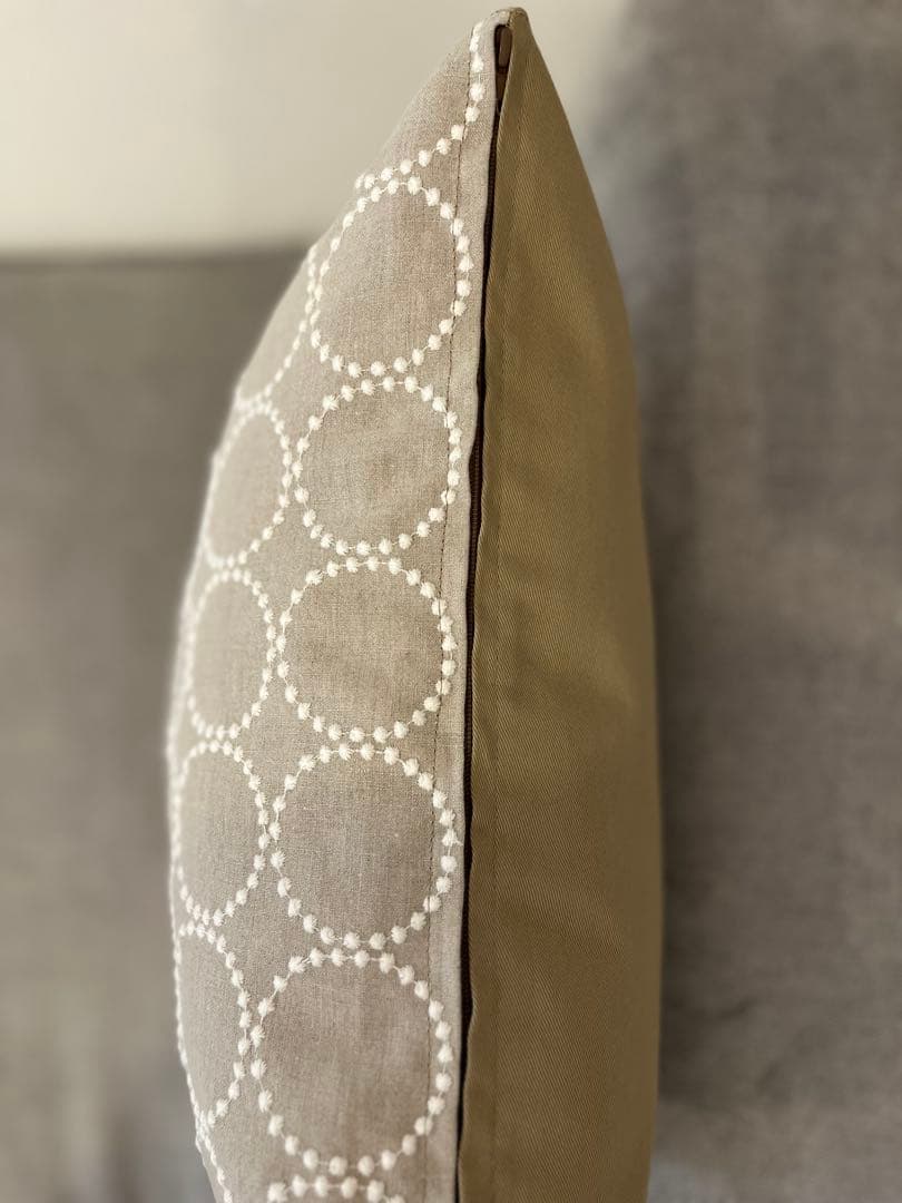 ミナペルホネン　ハンドメイドクッションカバー★タンバリン ベージュxホワイト