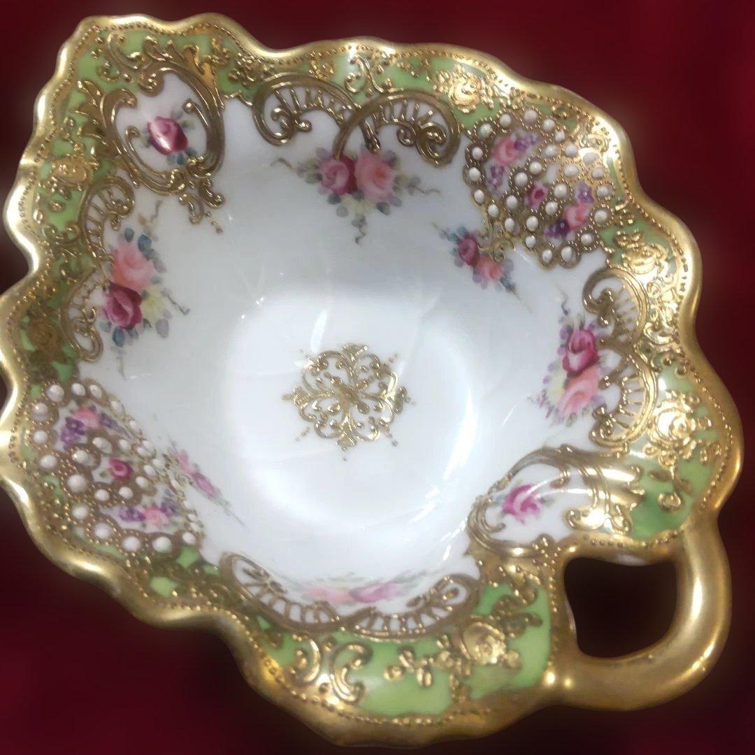 特別価格 オールドノリタケ RC薔薇の花に金盛り装飾のボウル