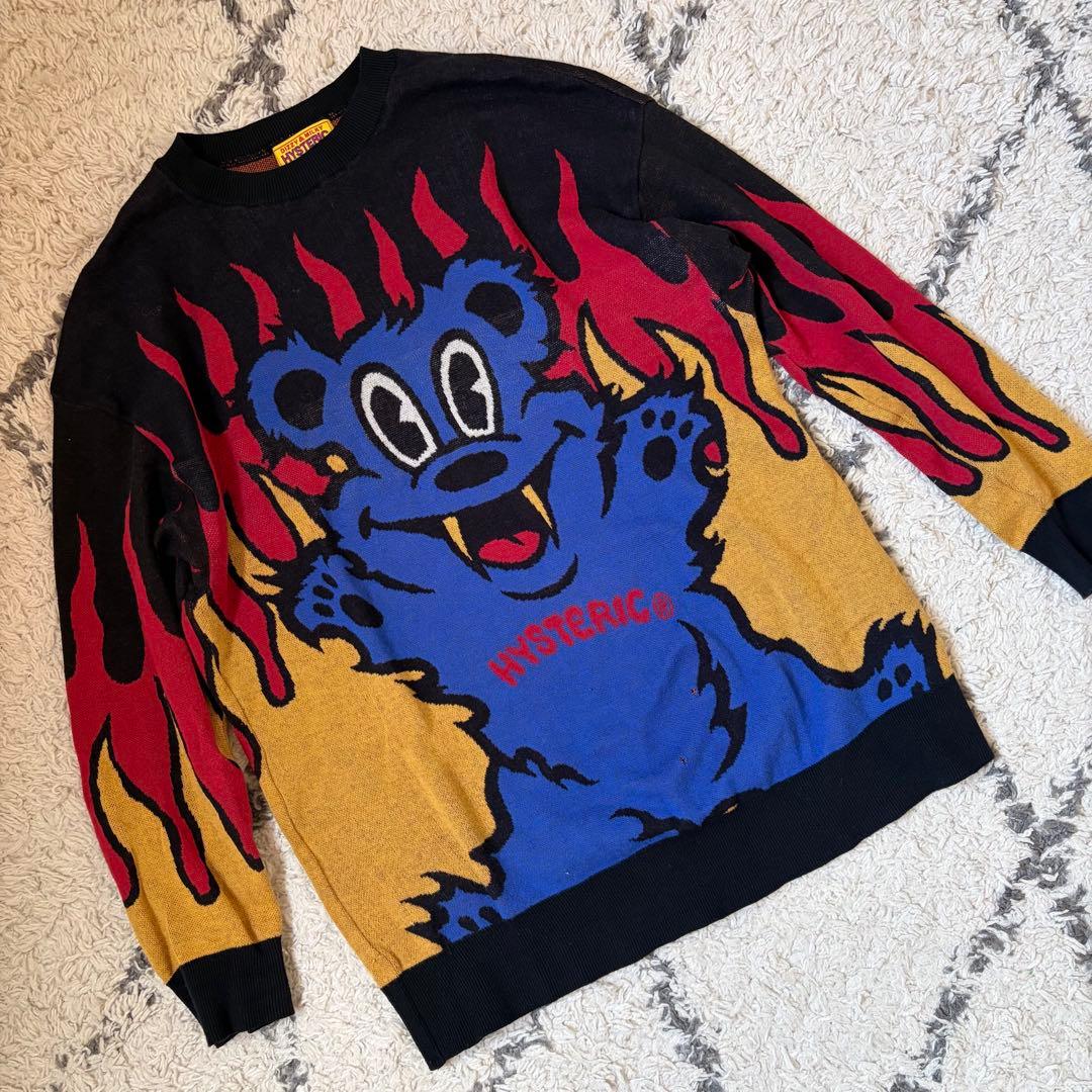 HYSTERIC GLAMOUR FIRE BEARジャカード セーター