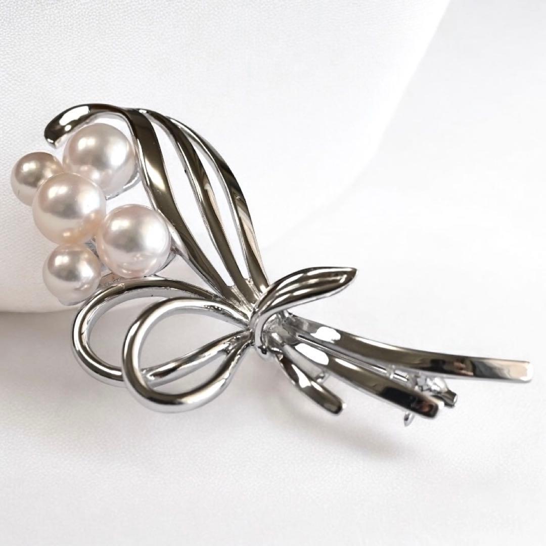【未使用】ミキモト　花珠クラス　アコヤ　パール　ブローチ　コサージュ　M刻印