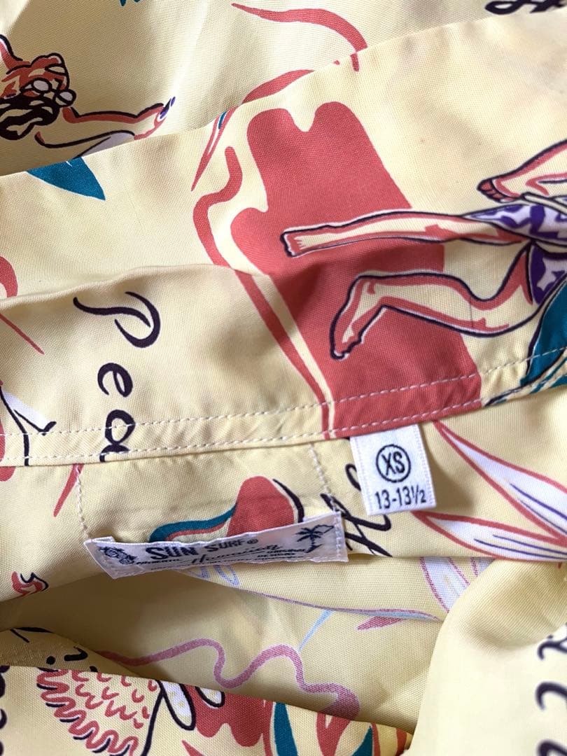 サンサーフ ハワイアン アロハシャツ XSサイズ SUNSURF 黄色 半袖