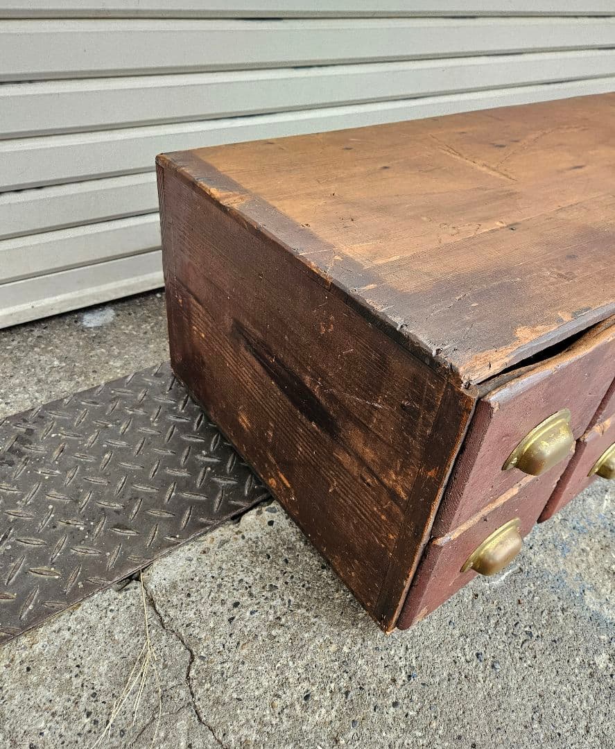 USヴィンテージ 古いファイルキャビネット 木製引出し 12杯 収納 古家具