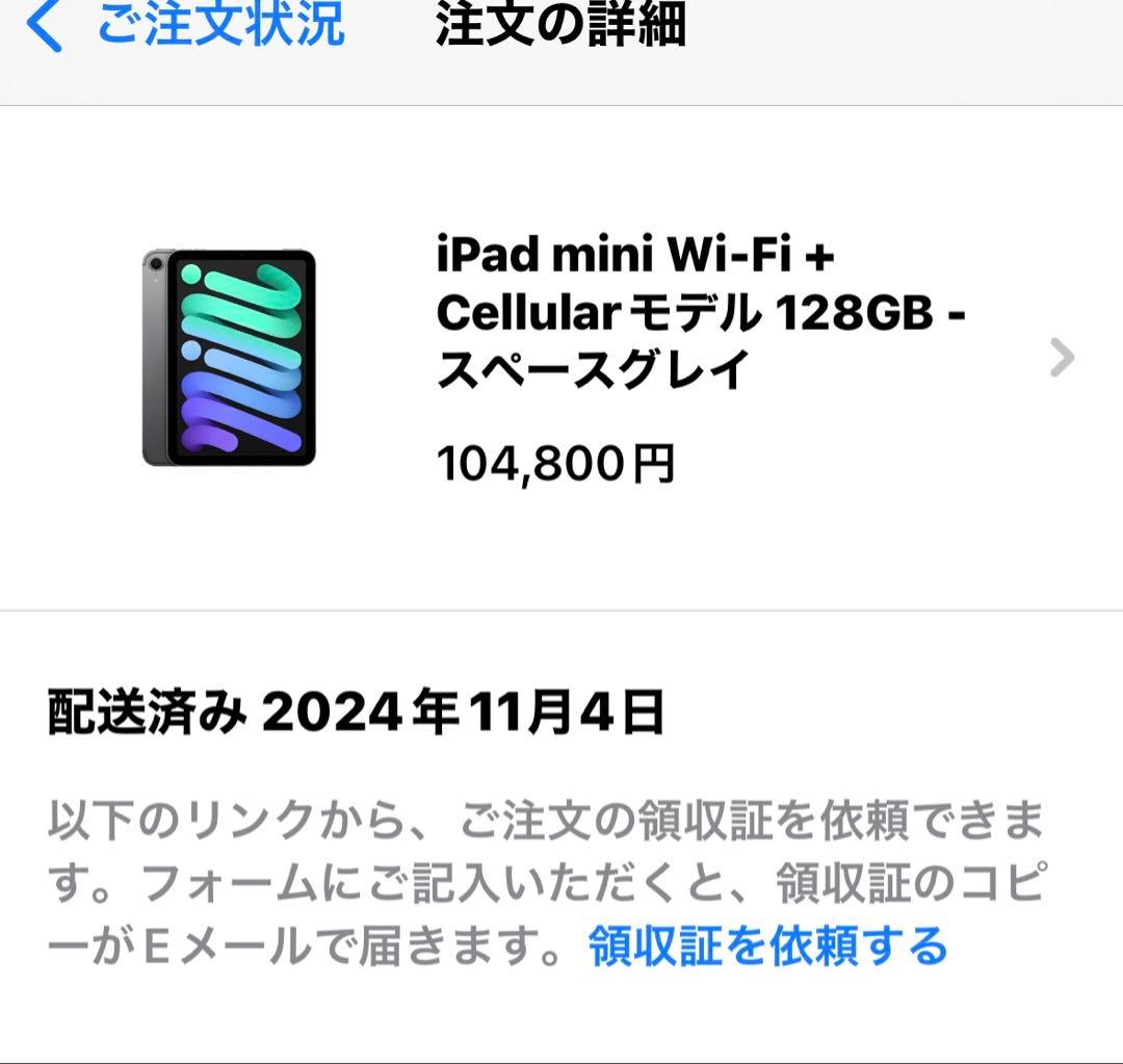 iPad mini7 Cellular モデル 128GB -スペースグレイ