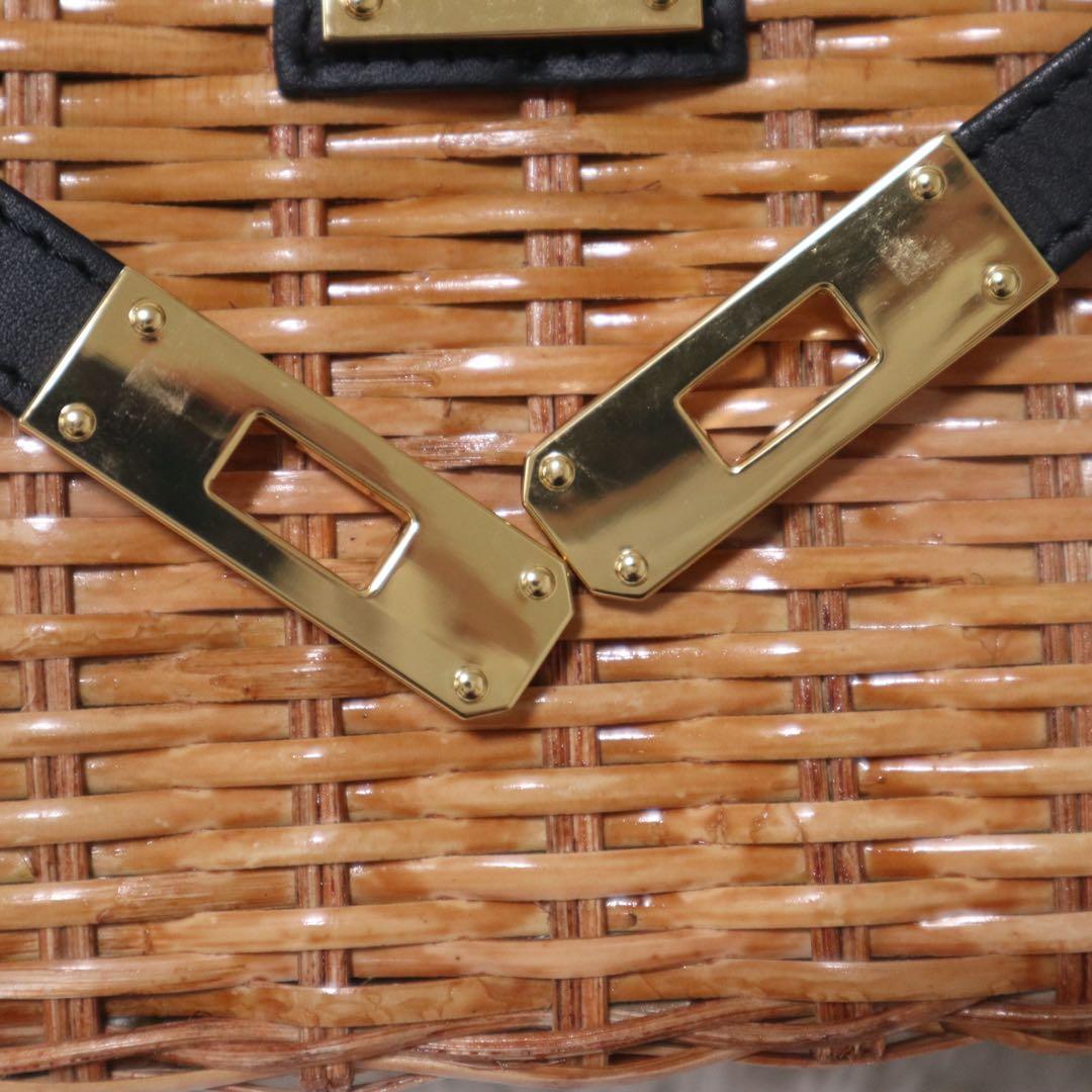 ヴィオラドーロ スプリットラタン ターンロック付き 2WAYトップハンドルバッグ