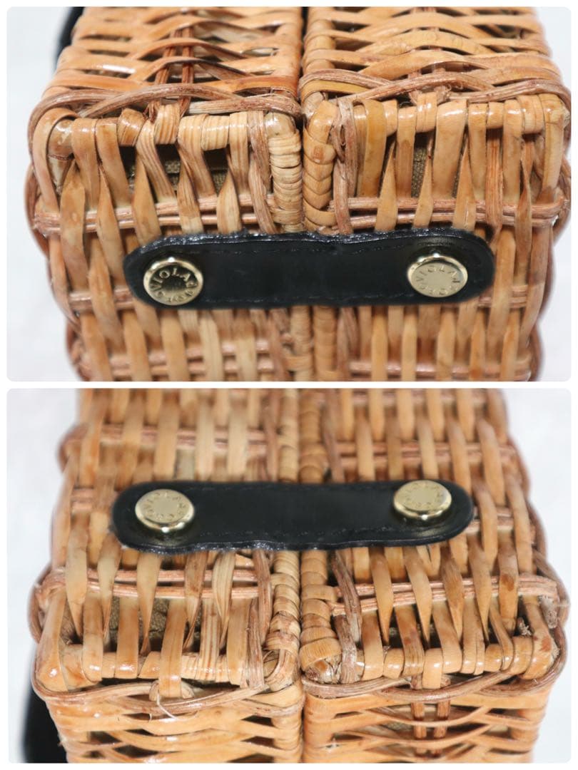 ヴィオラドーロ スプリットラタン ターンロック付き 2WAYトップハンドルバッグ