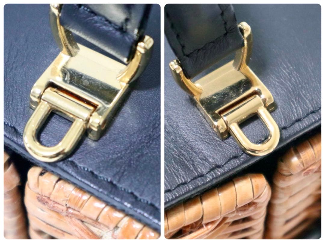 ヴィオラドーロ スプリットラタン ターンロック付き 2WAYトップハンドルバッグ