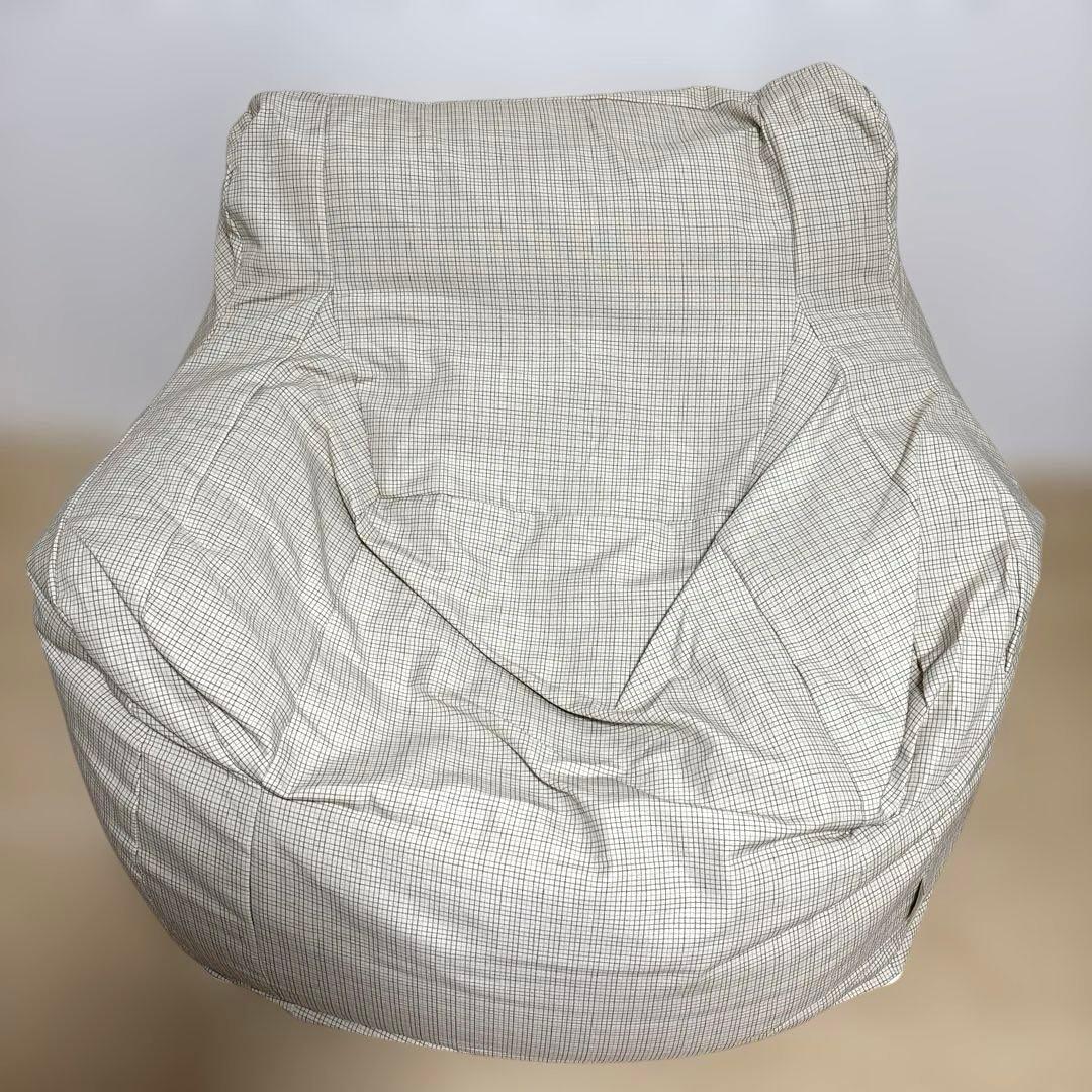 美品GOODTAING×LOOSYコラボ ビーズクッション チェック柄 ベージュ