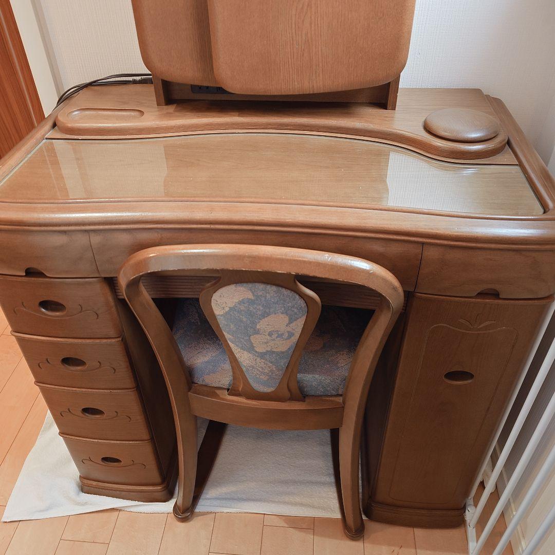 【送料込み】　天然木ドレッサー　鏡台　三面鏡　アンティーク　大塚化学　化粧台