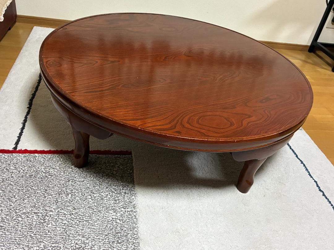 040 座卓・ちゃぶ台 円形/木製/ダークブラウン/古家具