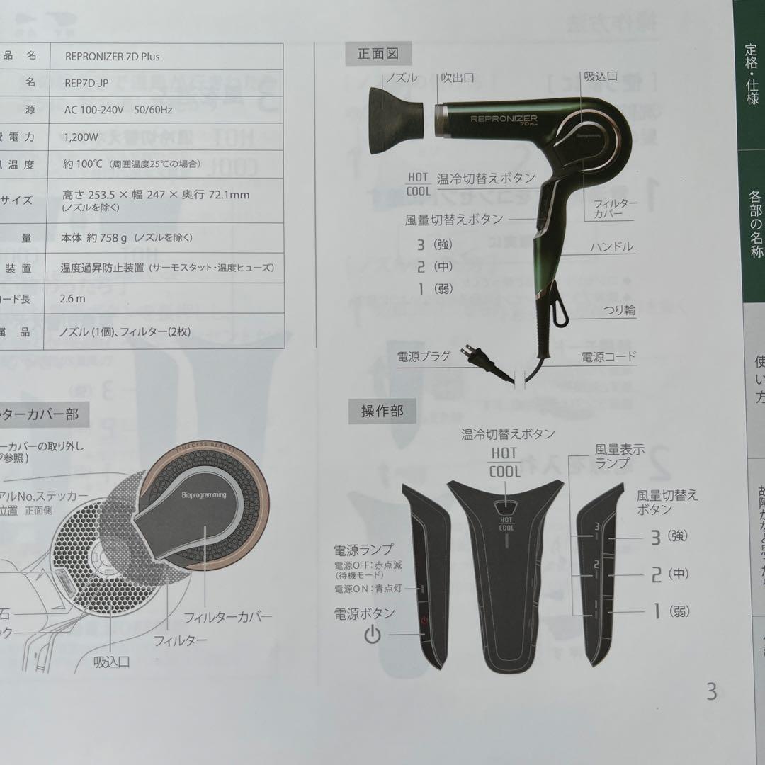 REPRONIZER 7D ヘアドライヤー グリーン