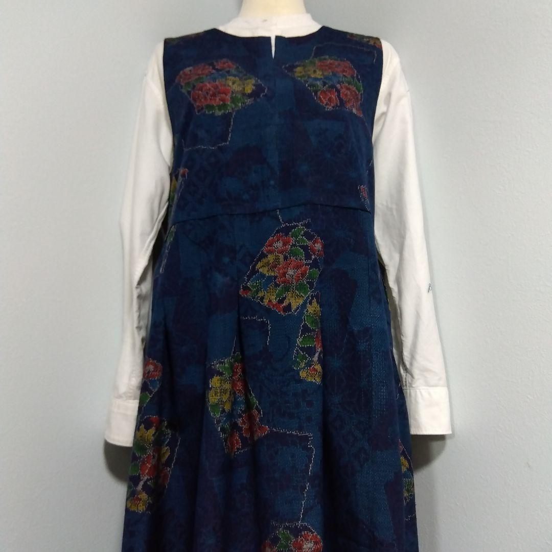 楊貴妃　2026J009 　着物リメイク　十日町紬　ジャンパースカート