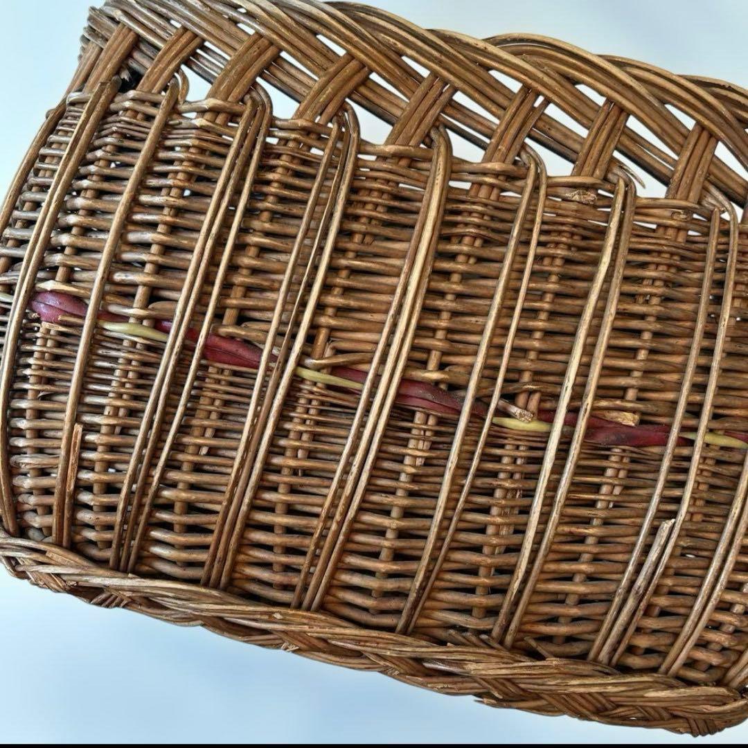 【人気のデザイン】飴色手作りパニエ　フランスアンティーク　バスケット　カゴ