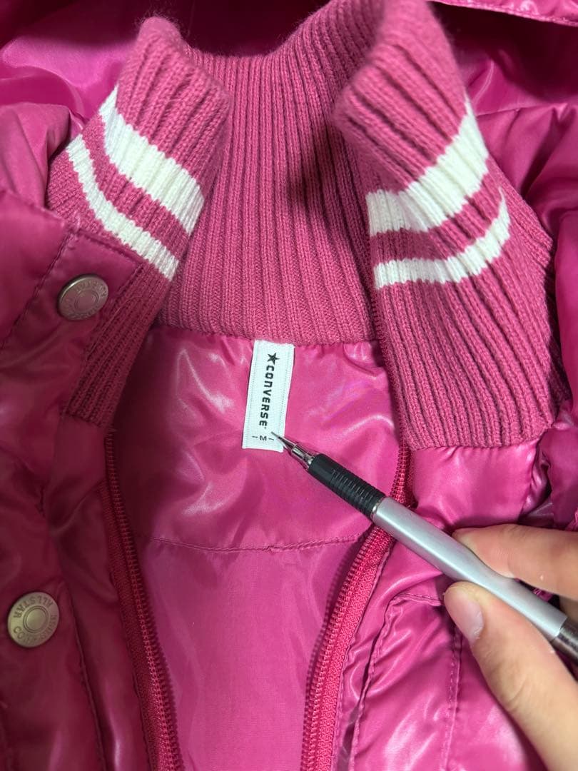 swag 短丈 ファーダウン ピンク Y2K コンバース 希少カラー M 肉厚