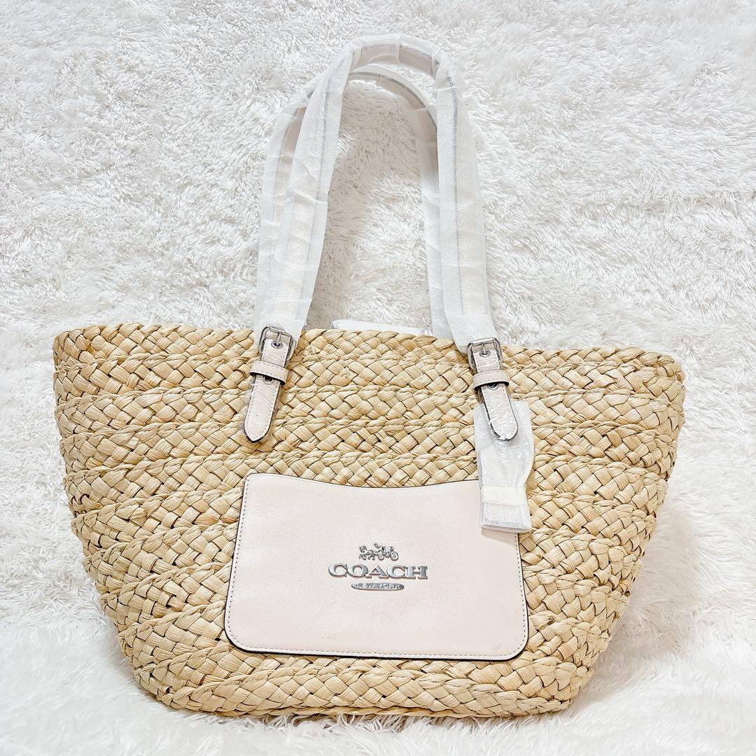 【極美品】定価10万 COACH コーチ かごバッグ トートバッグ CJ518