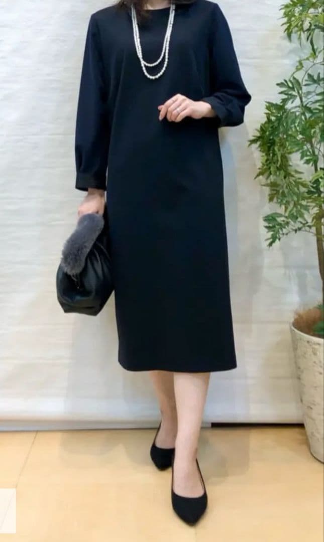 自由区360°FREEウォッシャブルワンピースネイビーサイズ38