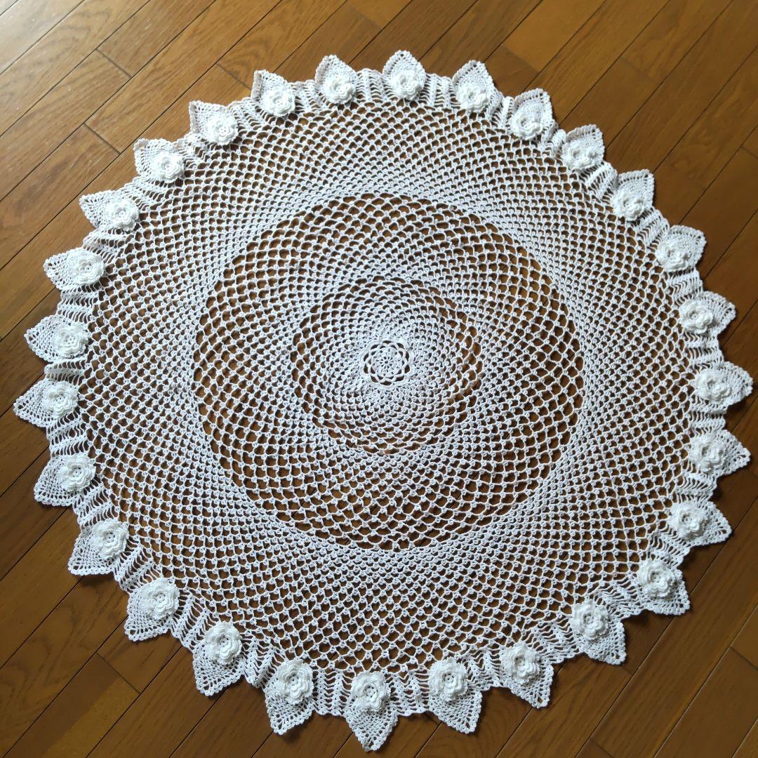 樹里レース編みドイリーホワイトハンドメイド