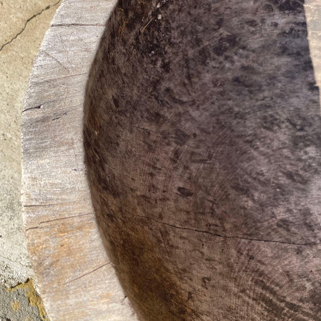 時代不明　シャビーな木鉢　木製 丸型ボウル 使用感あり