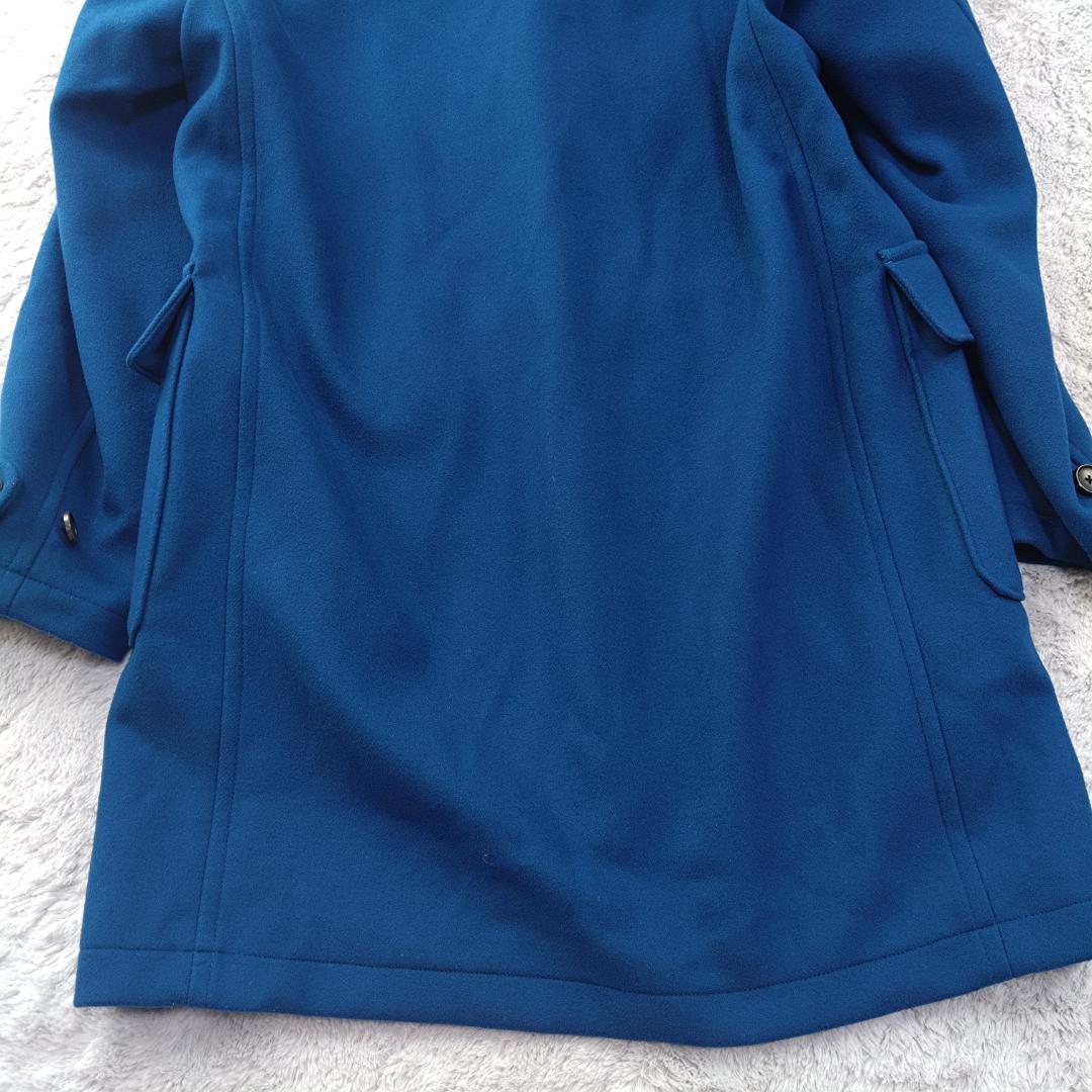 Ｌ　シップスSHIPS ダッフルコート メリノウール 140S トグル　青　Ｌ