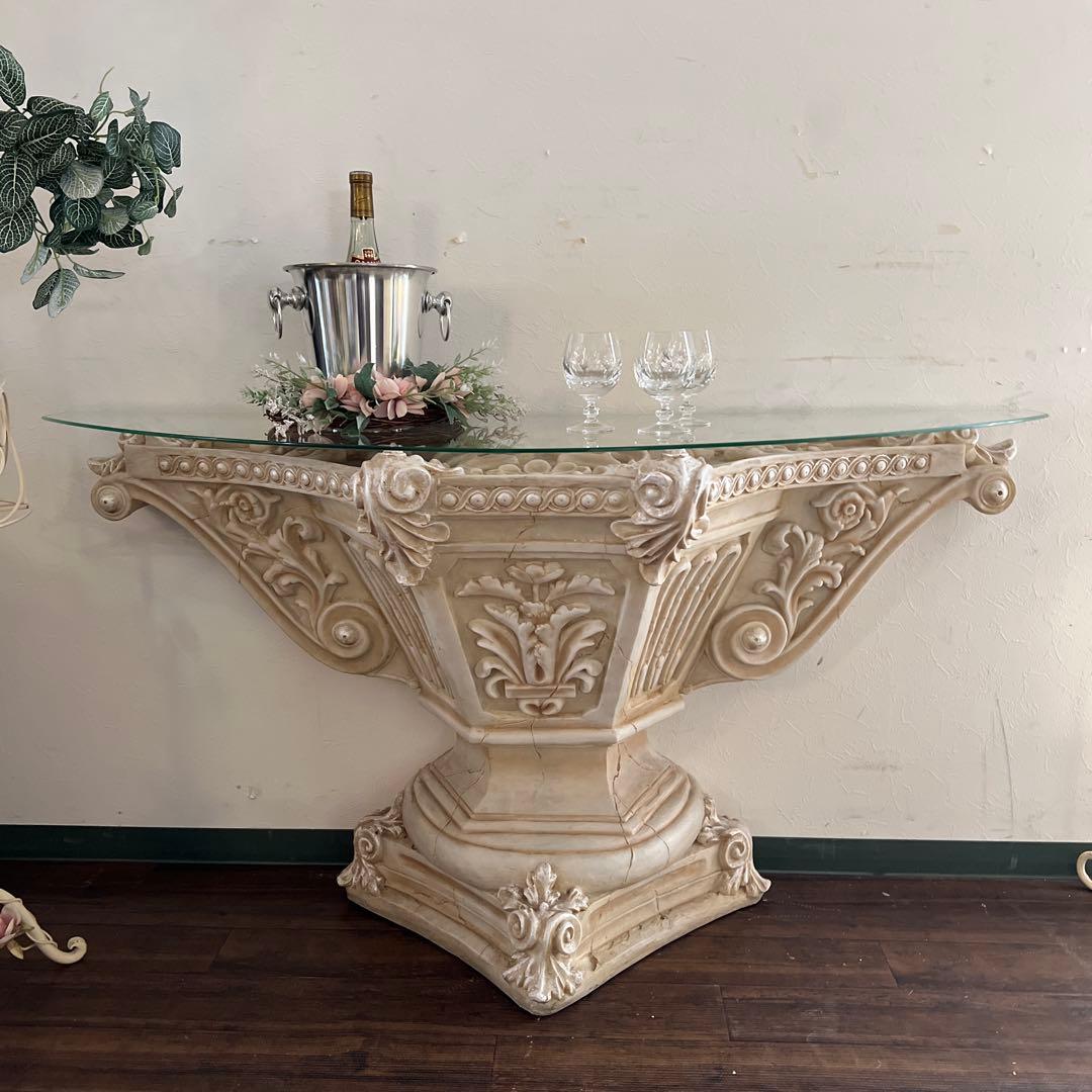 k512r122 まるで宮殿のようなコンソールテーブル ガーデンコラム風 ガラス