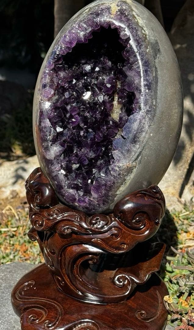 【一点物】ウルグアイ産 カルサイト共生アメジストエッグ