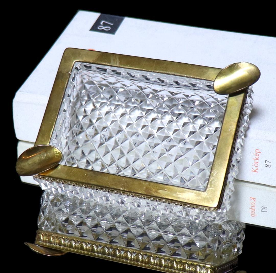 オールド・バカラ 珍品 1890年頃 大型 ブロンズ装飾灰皿 ディアマン ビゾー